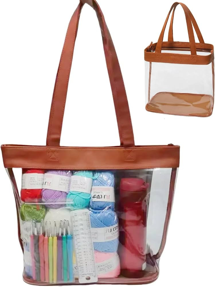 Large Clear Tote Bag Stadium Approved Plastic Yarn Holder for Crocheting Supplies Knitting Croche... | Amazon (US)