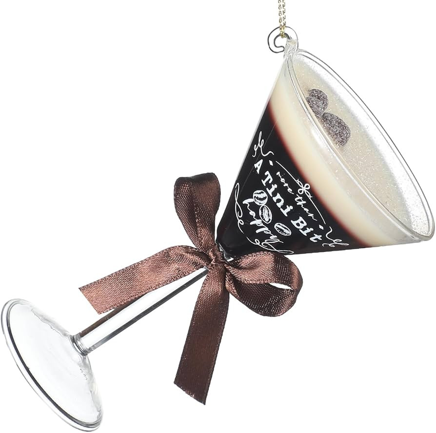 4" Christmas Espresso Martini Glass Hanging Ornament for Christmas Tree Cocktail Ornament with Bo... | Amazon (US)