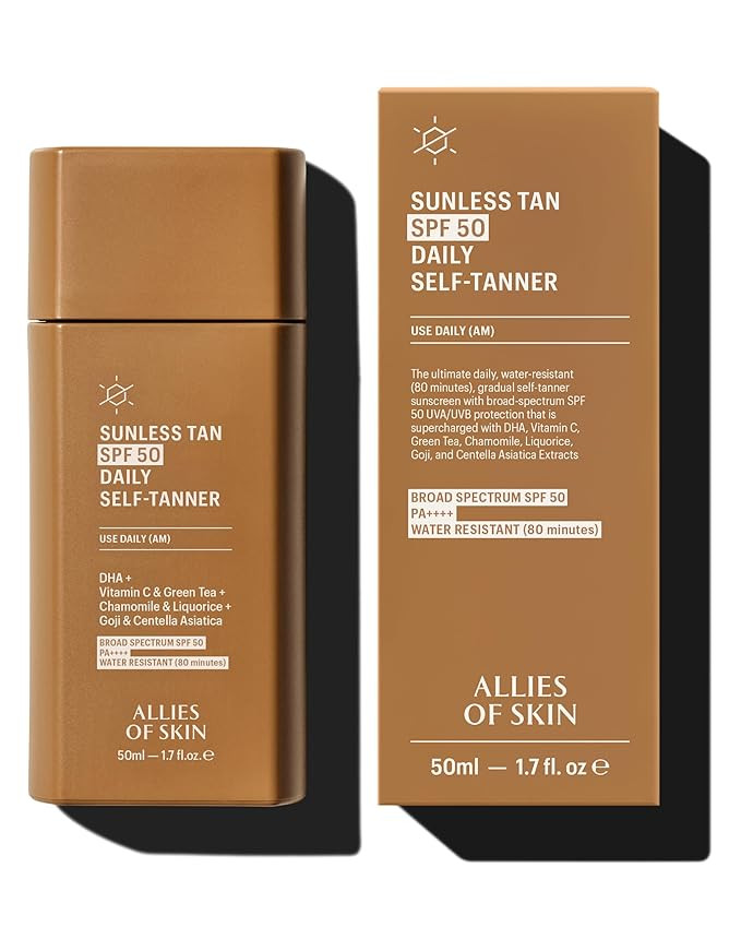 Allies of Skin Daily SPF 50 Daily Self Tanner for Face | Buildable Natural Tan with Sunscreen and... | Amazon (US)
