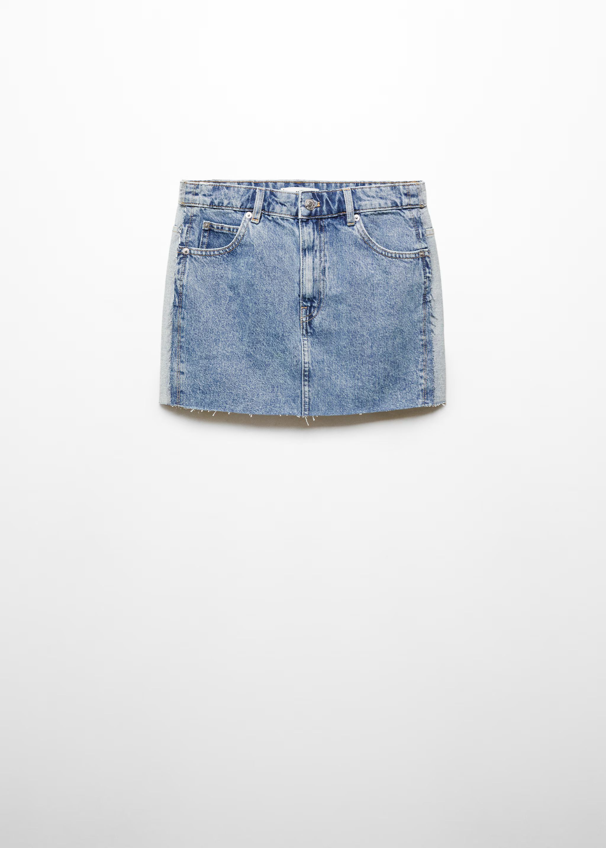 Two-tone denim mini-skirt - Woman | MANGO United Kingdom | MANGO (UK)