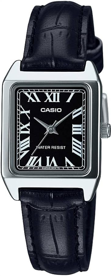 Casio LTP-V007L-1B Women's Rectangular Leather Strap Roman Black Dial Dress Watch | Amazon (US)