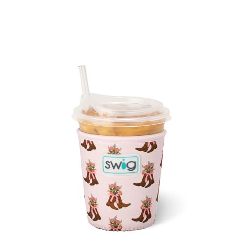 Swig Life Small Iced Cup Coolie, Standard 22oz Iced Coffee Cup Insulator Sleeve with Handle, Neoprene Insulated Coolie Keeps Drinks Cold (Cowgirl Coquette) | Amazon (US)