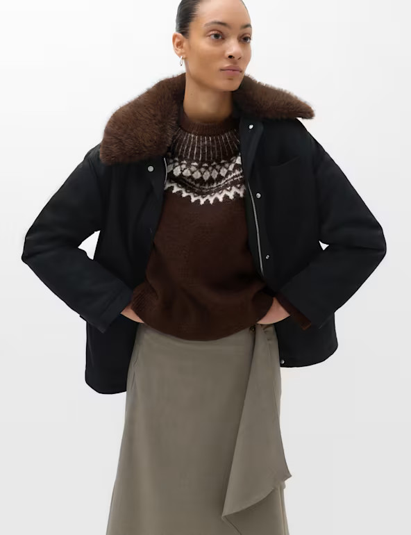 Faux Fur Trim Collared Jacket | Marks & Spencer (UK)
