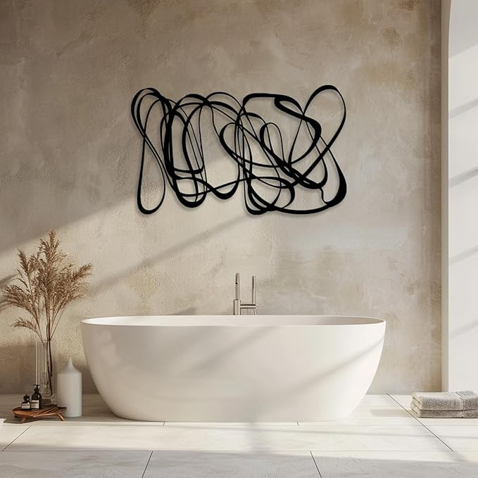 Large Minimalist Line Wall Art,Modern Abstract Line Art Wall Decor Metal,Metal Single Line Wall D... | Amazon (US)