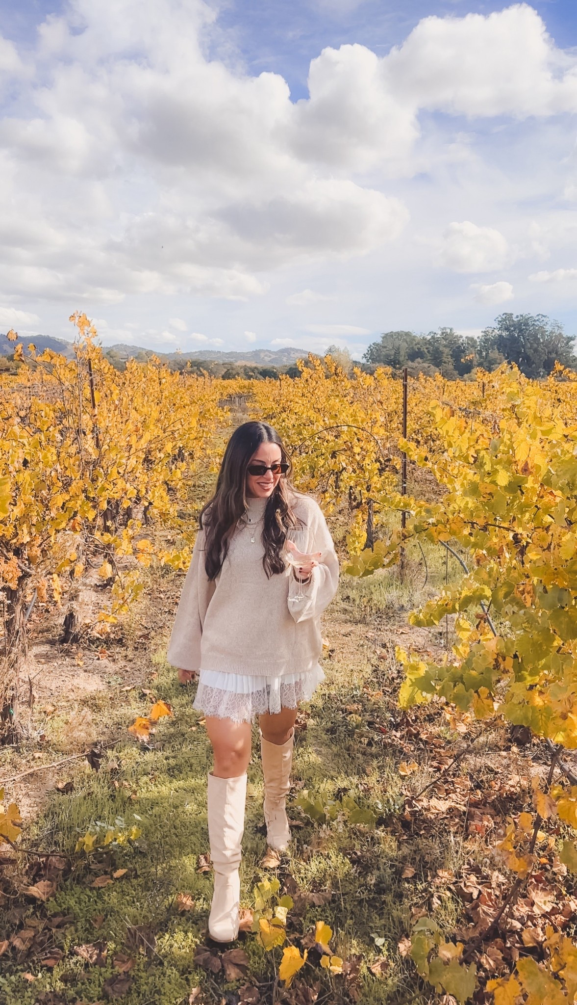 Cute fall outfit
Fall skirt
Sweater
Napa valley outfit
Wine tasting 

#LTKFindsUnder50