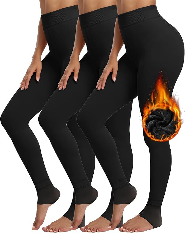 CHRLEISURE Women's Winter Warm Fleece Lined Thermal Leggings, Thick Velvet Tights | Amazon (US)