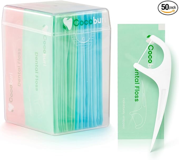 50 Count Individually Wrapped Dental Floss Picks-Oral Care Flossers for Adults- Floss Singles Bag... | Amazon (US)