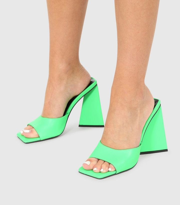 London Rebel Green Triangle Heel Mules
						
						Add to Saved Items
						Remove from Saved It... | New Look (UK)