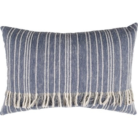 Better Homes and Gardens Fringed Blue Denim Decorative Pillow | Walmart (US)