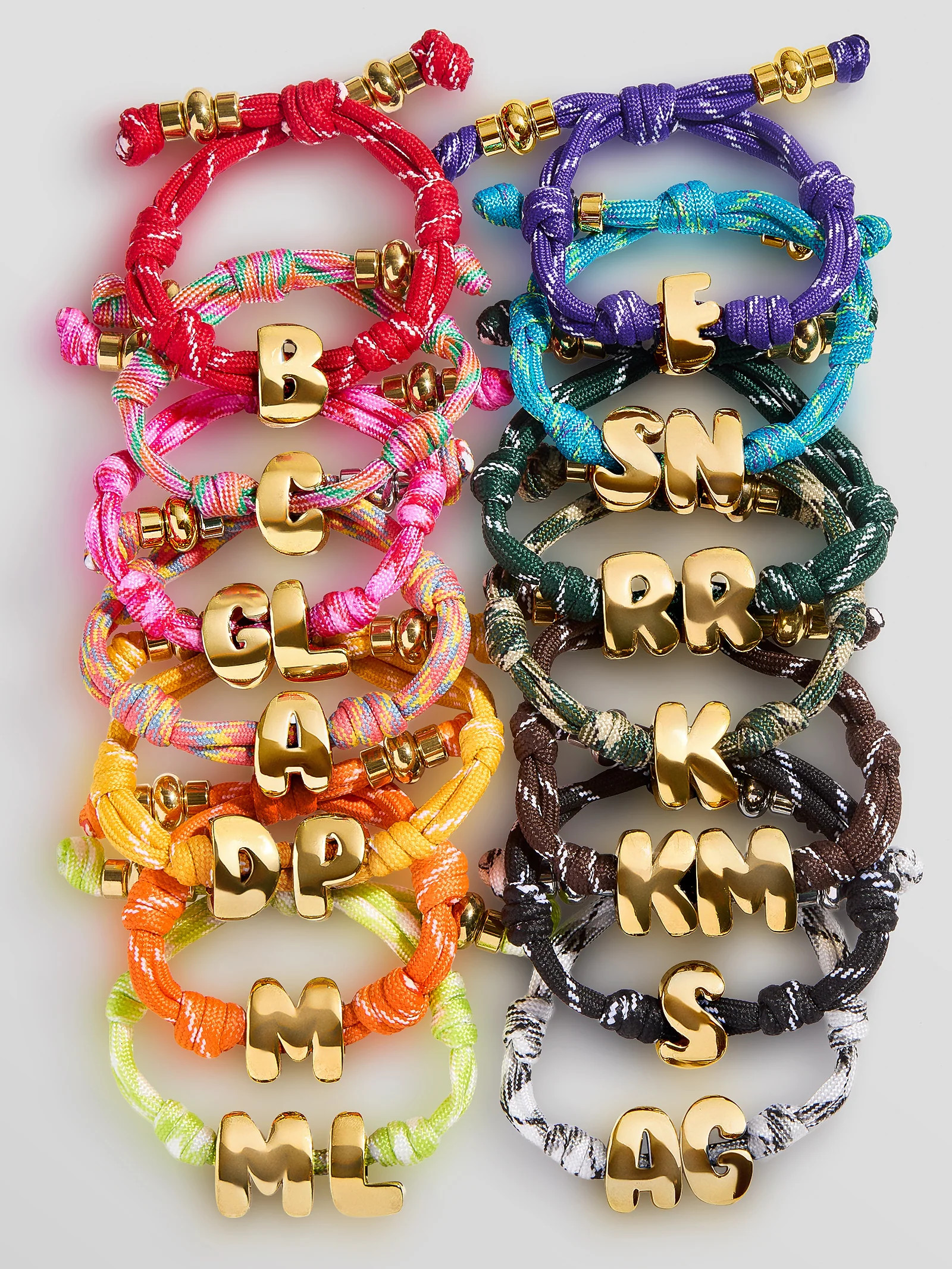 Knotty Initial Custom Bracelet - Bright Green Single Letter | BaubleBar