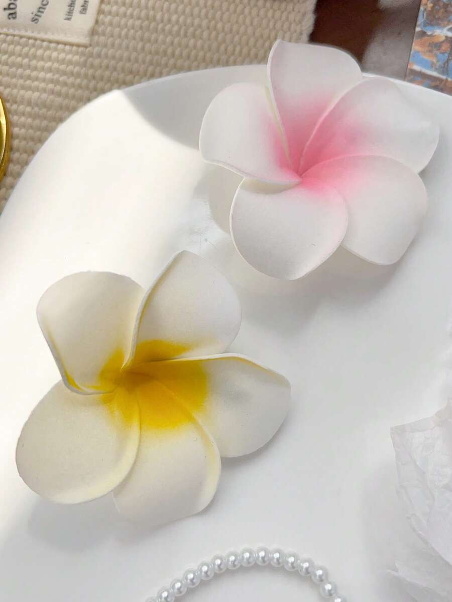 2pcs Bohemian Style Flower Hair Clip Accessories, Pink Yellow Sweet Beach Holiday Claw Clips Hair... | SHEIN