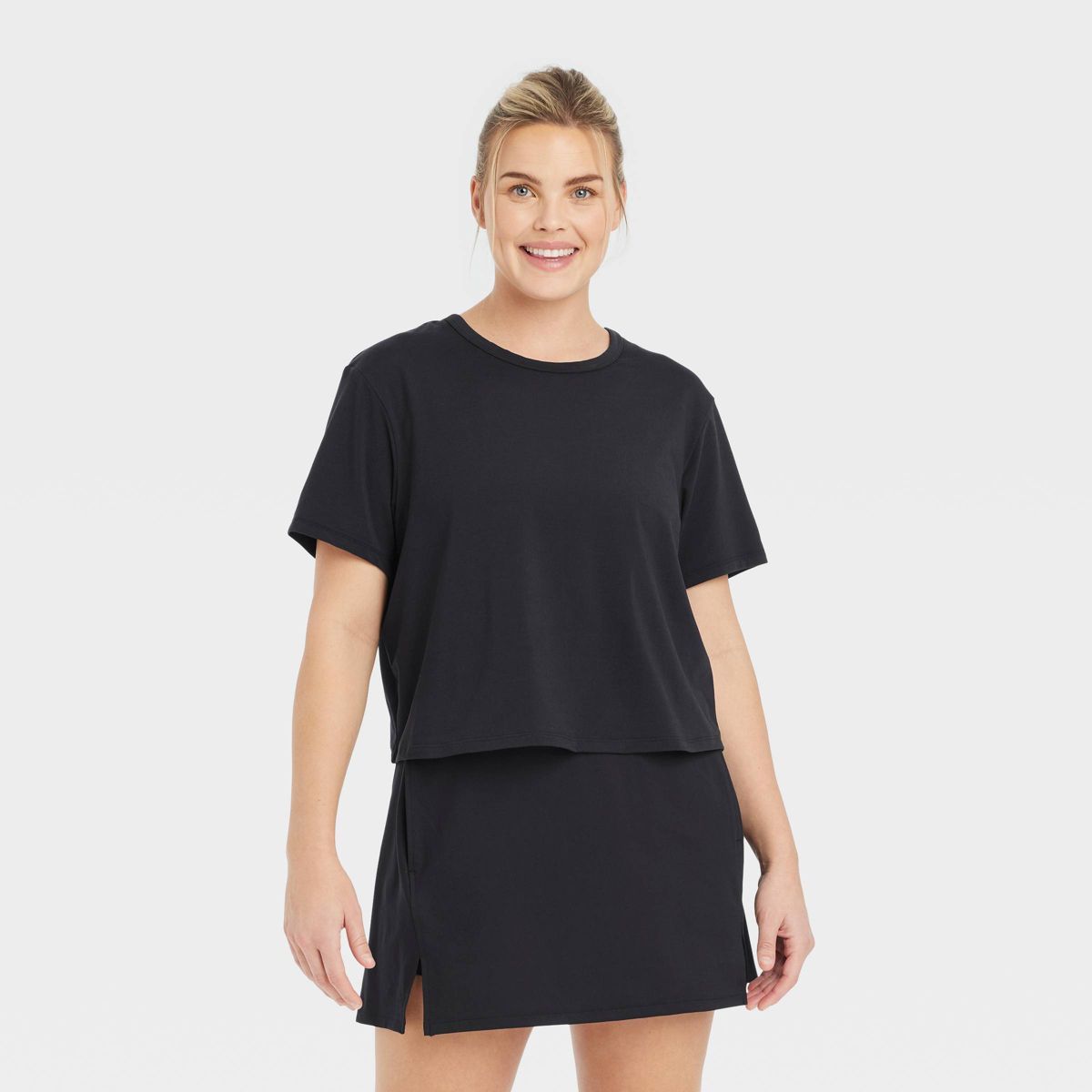 Women's Essential Crewneck Short Sleeve Top - All In Motion™ Black L | Target