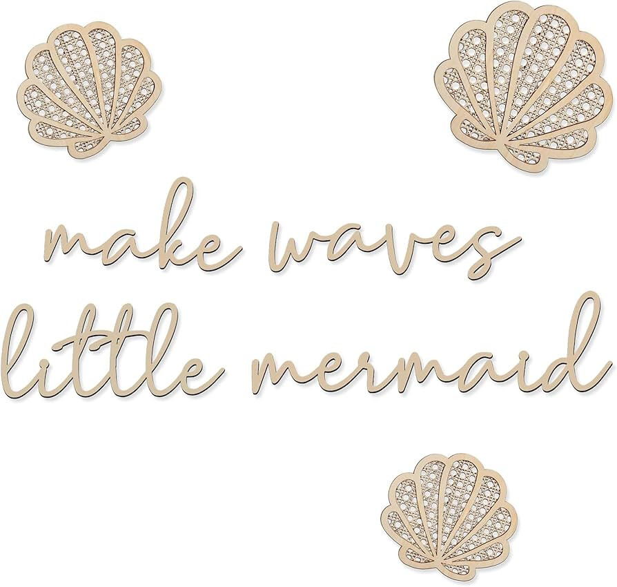 Make Waves Little Mermaid Wall Decor, Artistic Mermaid Room Decor for Girls, Wooden Nursery Wall ... | Amazon (US)