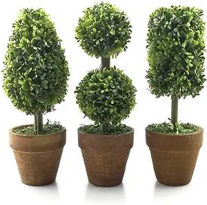 Tuokor Small Artificial Plants 8.25" Plastic Fake Green Topiary Shrubs with Pot for Home Décor ... | Amazon (US)