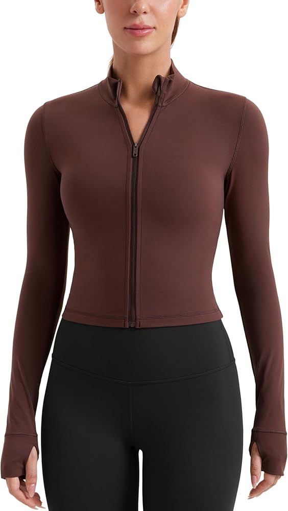 CRZ YOGA Womens Butterluxe Full Zip Cropped Workout Jackets Slim Fit Lightweight Athletic Yoga Ja... | Amazon (US)