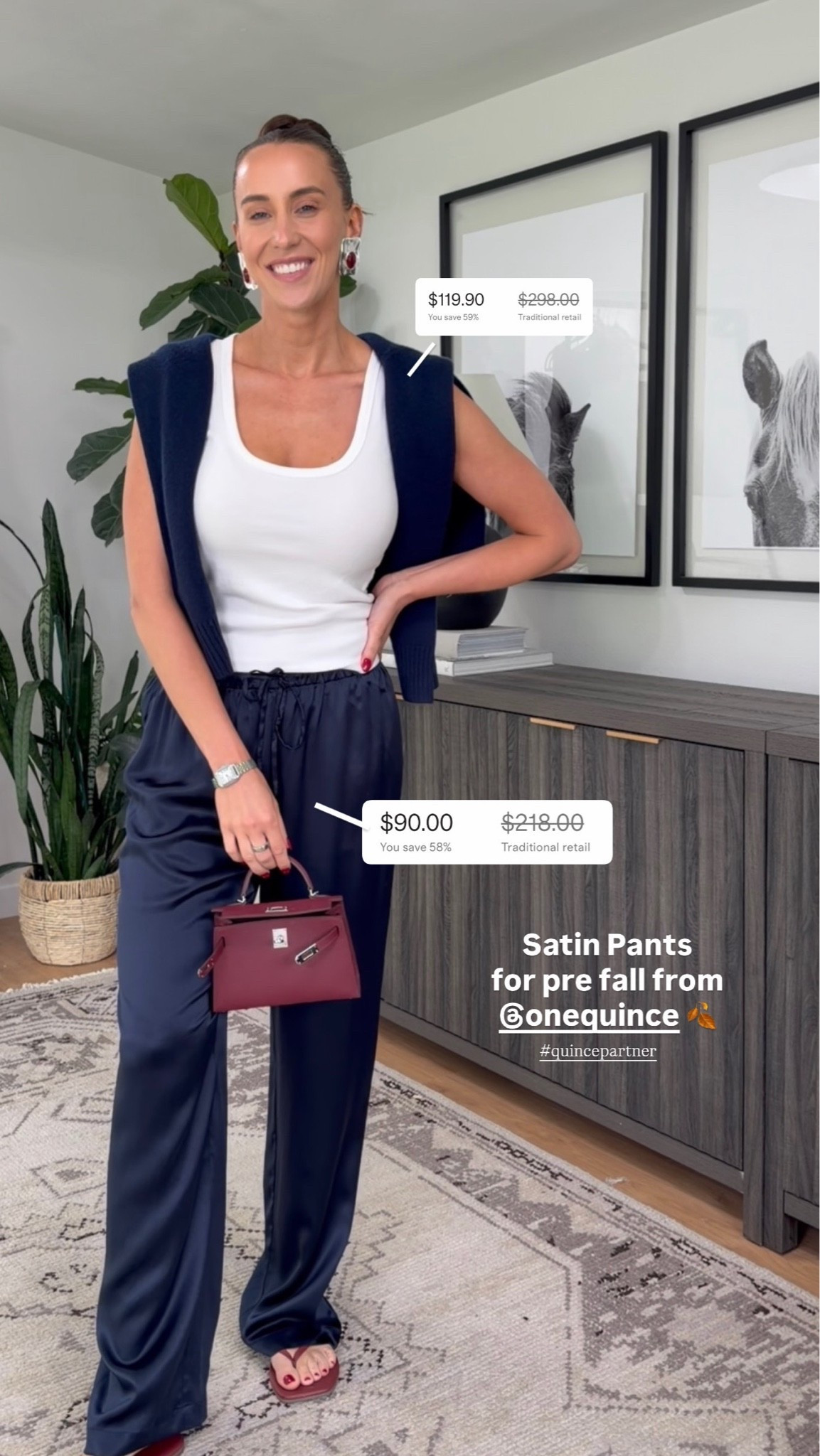Confidently styling silk for fall — two ways with one pair of pants.

Satin reads dressy, so keep everything else casual: a tucked tank and flat sandal now, cashmere and a boot when it cools off. 100% washable silk at $90, and the Mongolian cashmere crewneck at $119.90.

Wearing a SMALL in tops and bottoms!
 @Quince   #quincepartner

#LTKootd #LTKSeasonal #LTKgrwm