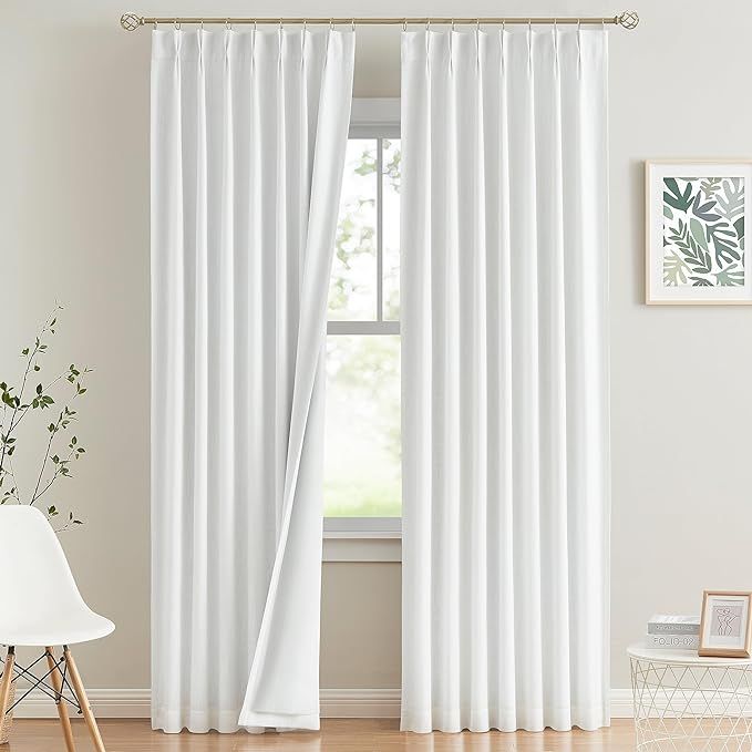 Vision Home White Pinch Pleated Full Blackout Curtains Thermal Insulated Window Curtains 84 inch ... | Amazon (US)