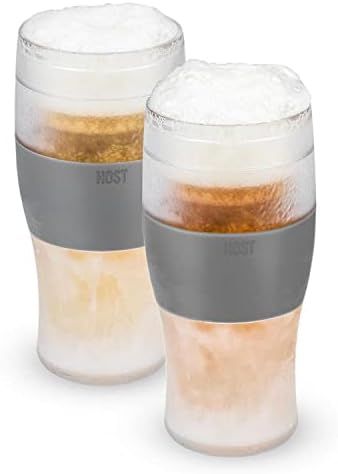 Amazon.com: Host Freeze Beer Glasses, 16 ounce Freezer Gel Chiller Double Wall Plastic Frozen Pin... | Amazon (US)