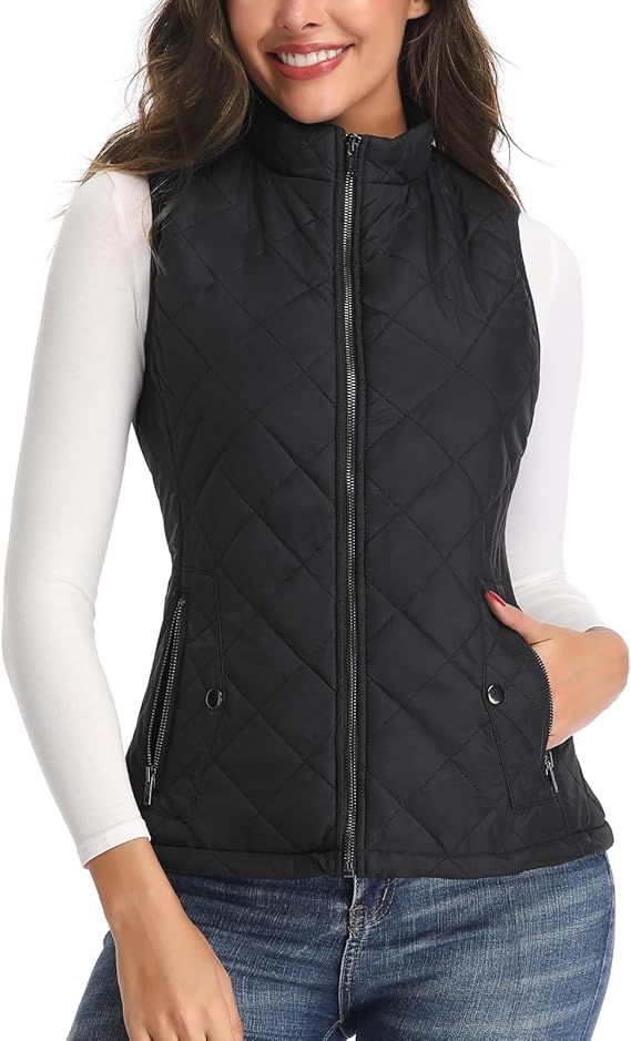 Women's Vest - Stand Collar Lightweight Zip Quilted Vest for Women | Amazon (US)
