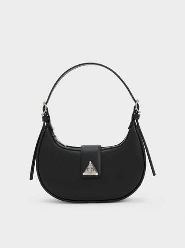 Trice Metallic Accent Belted Shoulder Bag
 - Noir | Charles & Keith US