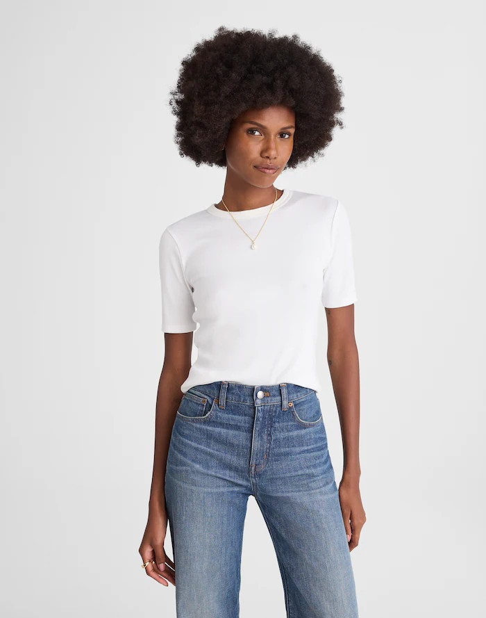 (Re)generative Cotton Ribbed Elbow-Sleeve Tee | Madewell