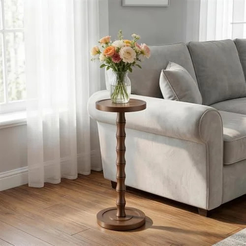 Solid Wood Round Side Table, Rubberwood‌ Small Drink Table for Small Spaces, Modern Accent Tabl... | Walmart (US)