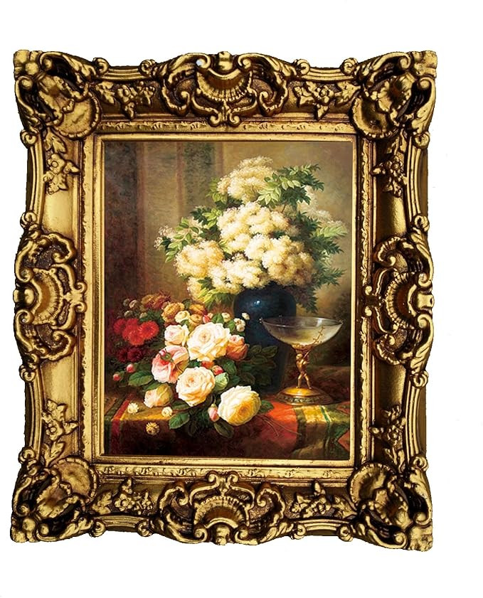 Hong Art Framed Flower Photo Wall Art Prints with Antique Gold Resin Frame for Mother's Day, Anti... | Amazon (US)
