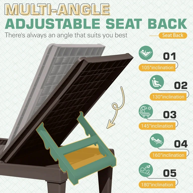 Homall 2 Pieces Patio Lounge Chair Outdoor Adjustable Chaise Lounge Chair, Dark Brown | Walmart (US)