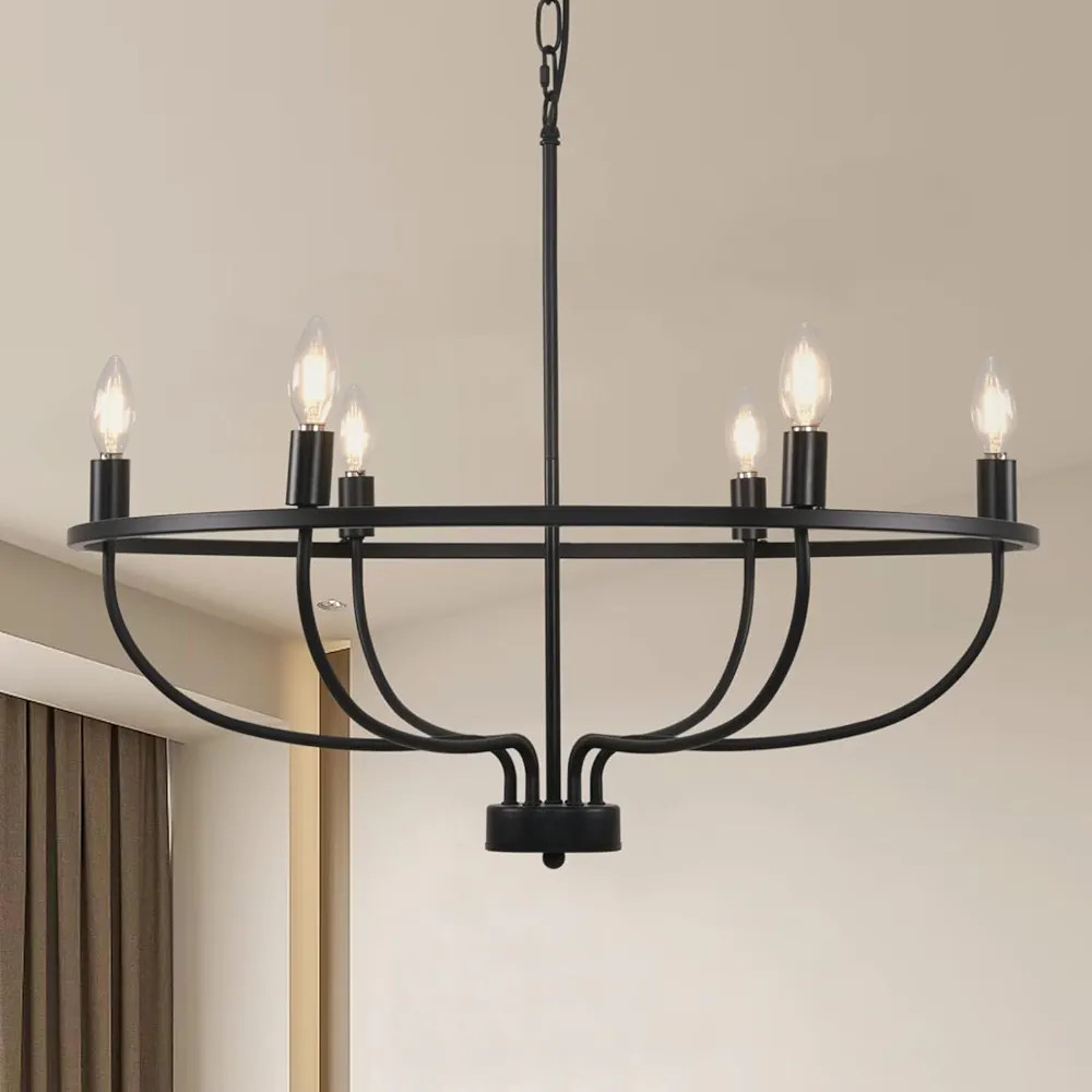 Black Chandelier, Modern Farmhouse Chandeliers 6 Light Vintage Candle Pendant Lighting Fixtures f... | Amazon (CA)