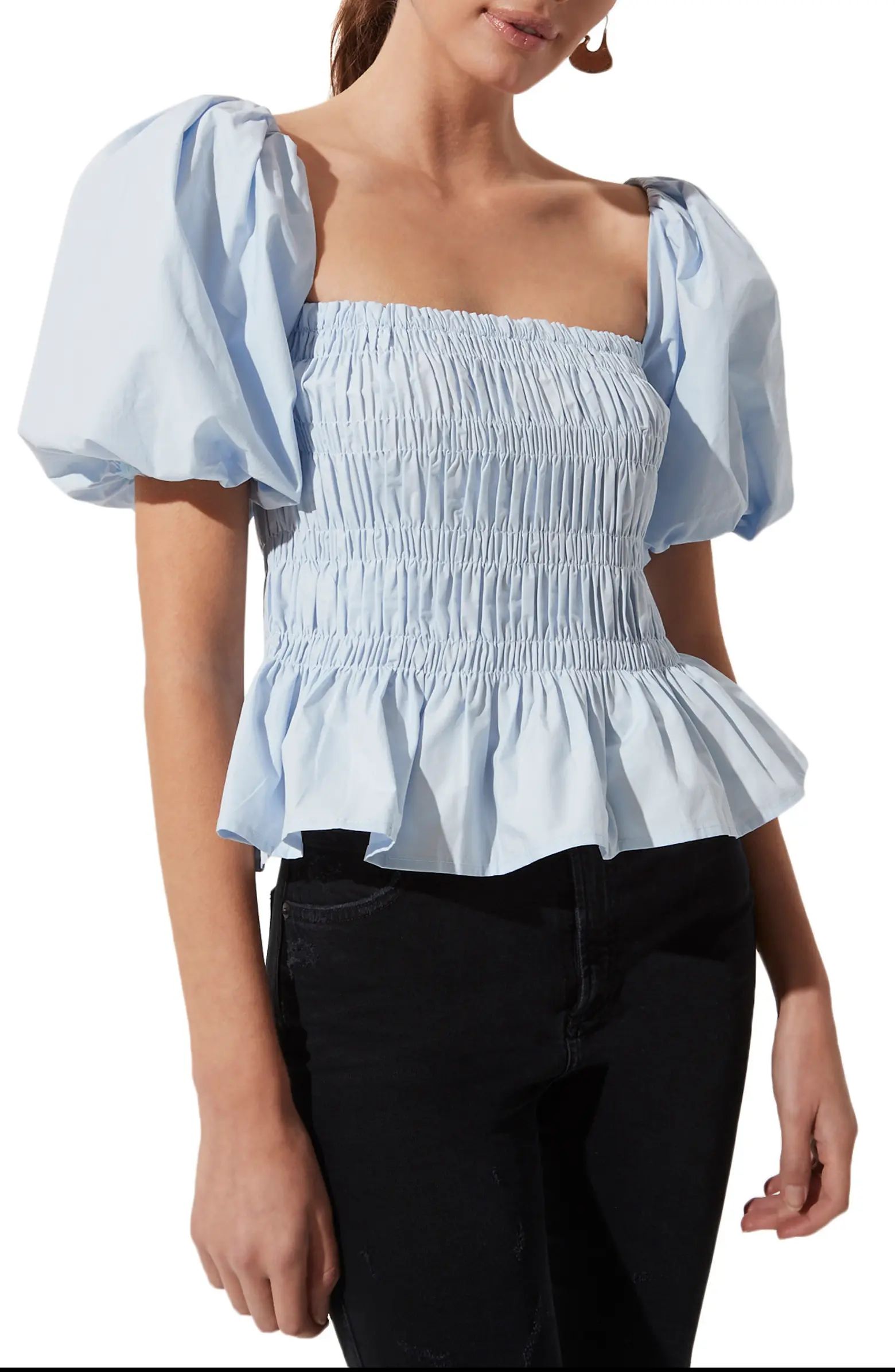 ASTR the Label Bubble Sleeve Smocked Blouse | Nordstrom | Nordstrom