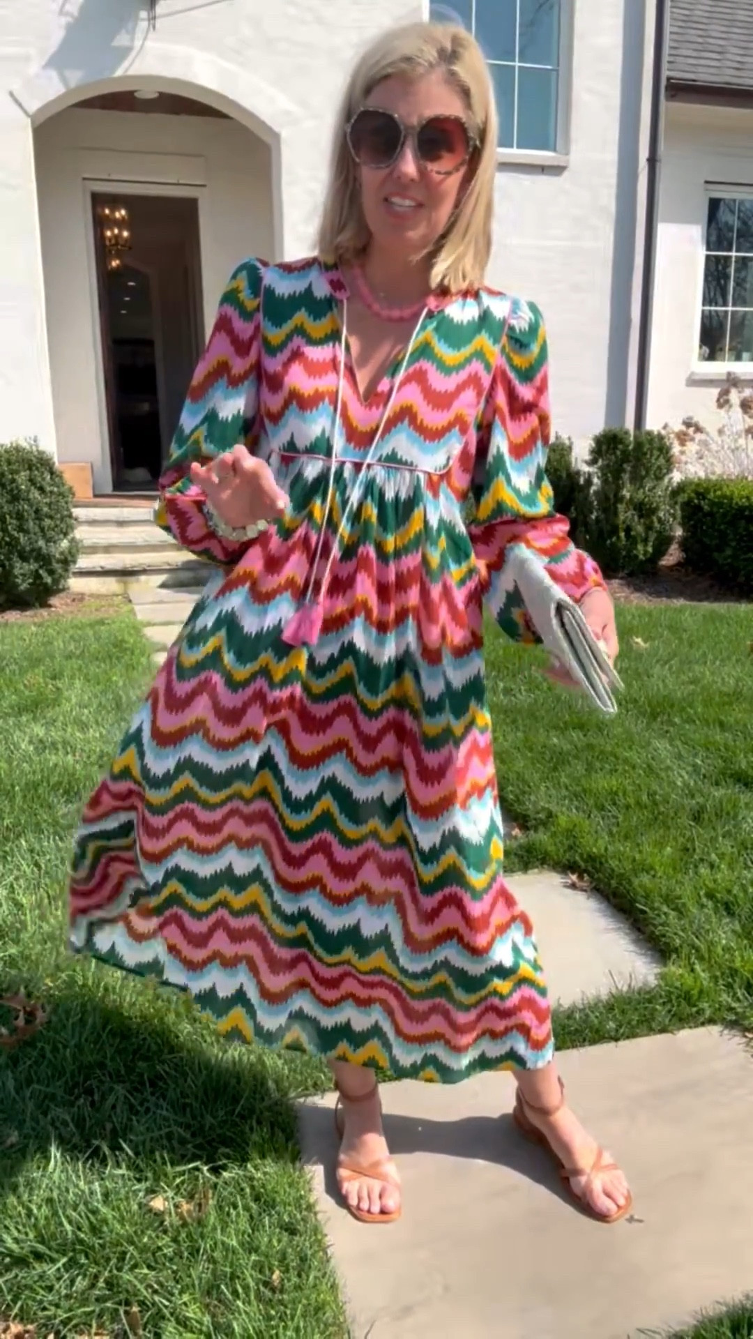 This print is everything! I have the blouse and swimsuit and I knew I had to have the kaftan. I’m wearing it here as a dress. I’m wearing a size 2 and 8 sandal tts. 

*Use code XCRM for 15% off new styles at Boden 

#LTKdayinmylife #LTKspring #LTKSeasonal