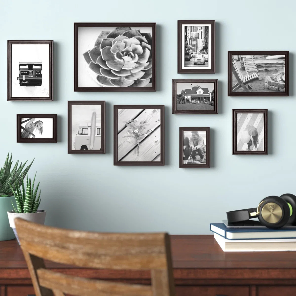 Solid + Manufactured Wood Beveled Picture Frame - Set of 10 with Mat | Wayfair North America