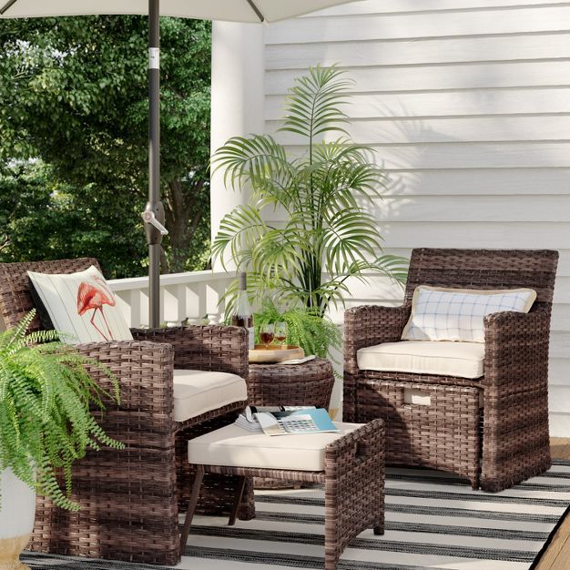Halsted 5pc Wicker Small Space Patio Furniture Set - Threshold™ | Target