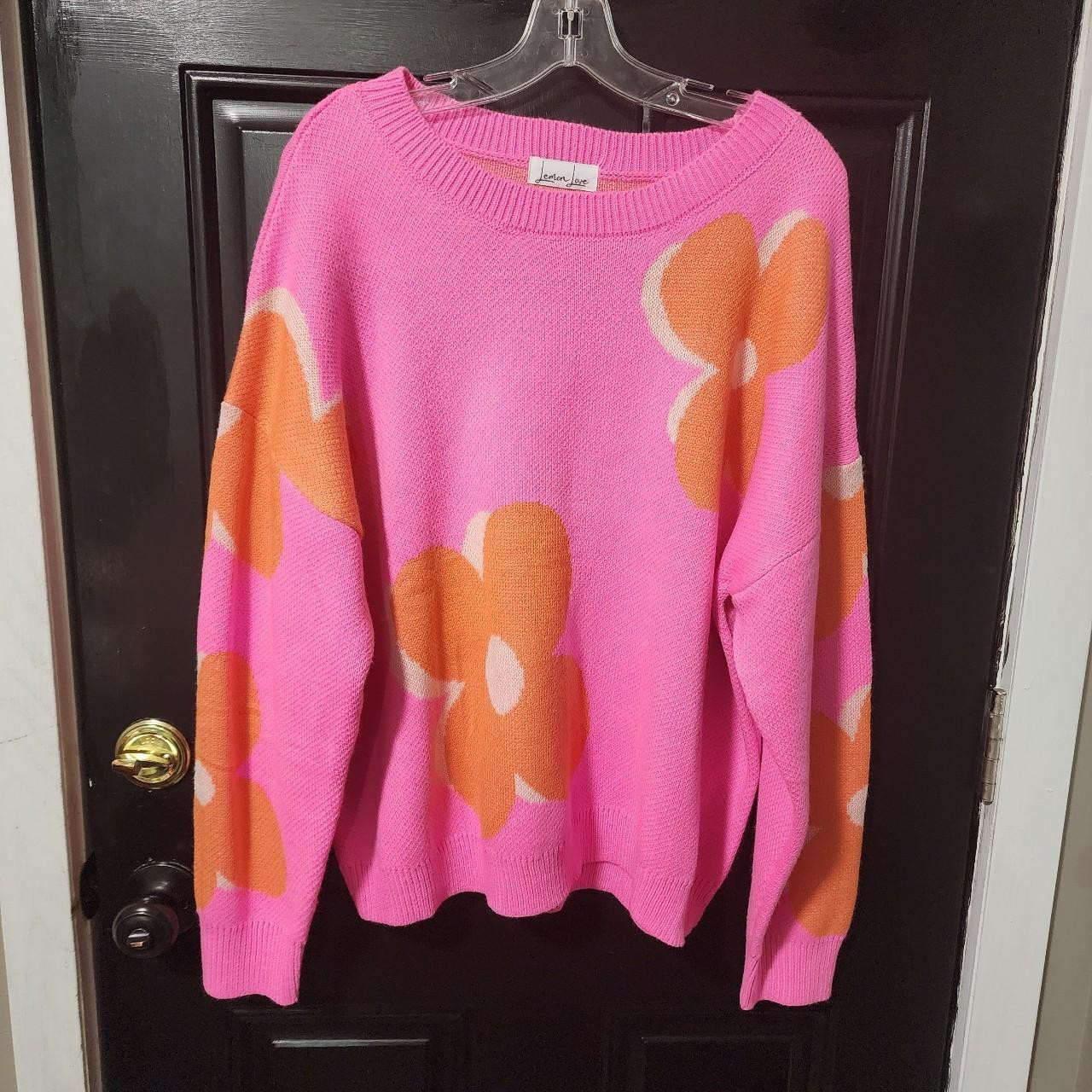Lemon Women's Sweater - Orange/Pink - L | Depop US