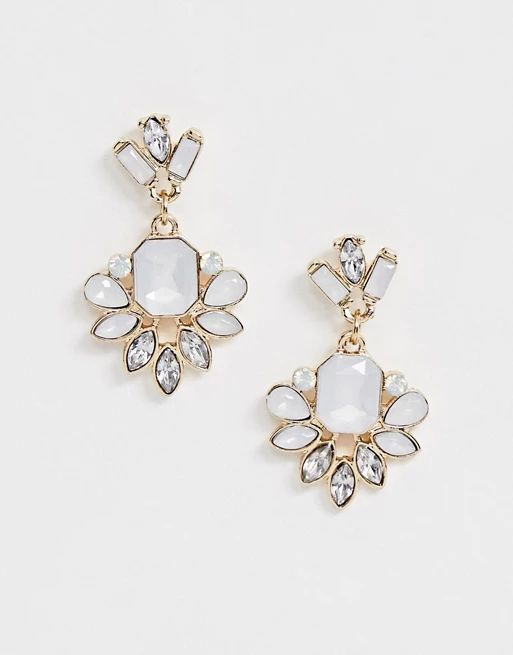ASOS DESIGN earrings in pretty jewel design in gold | ASOS US