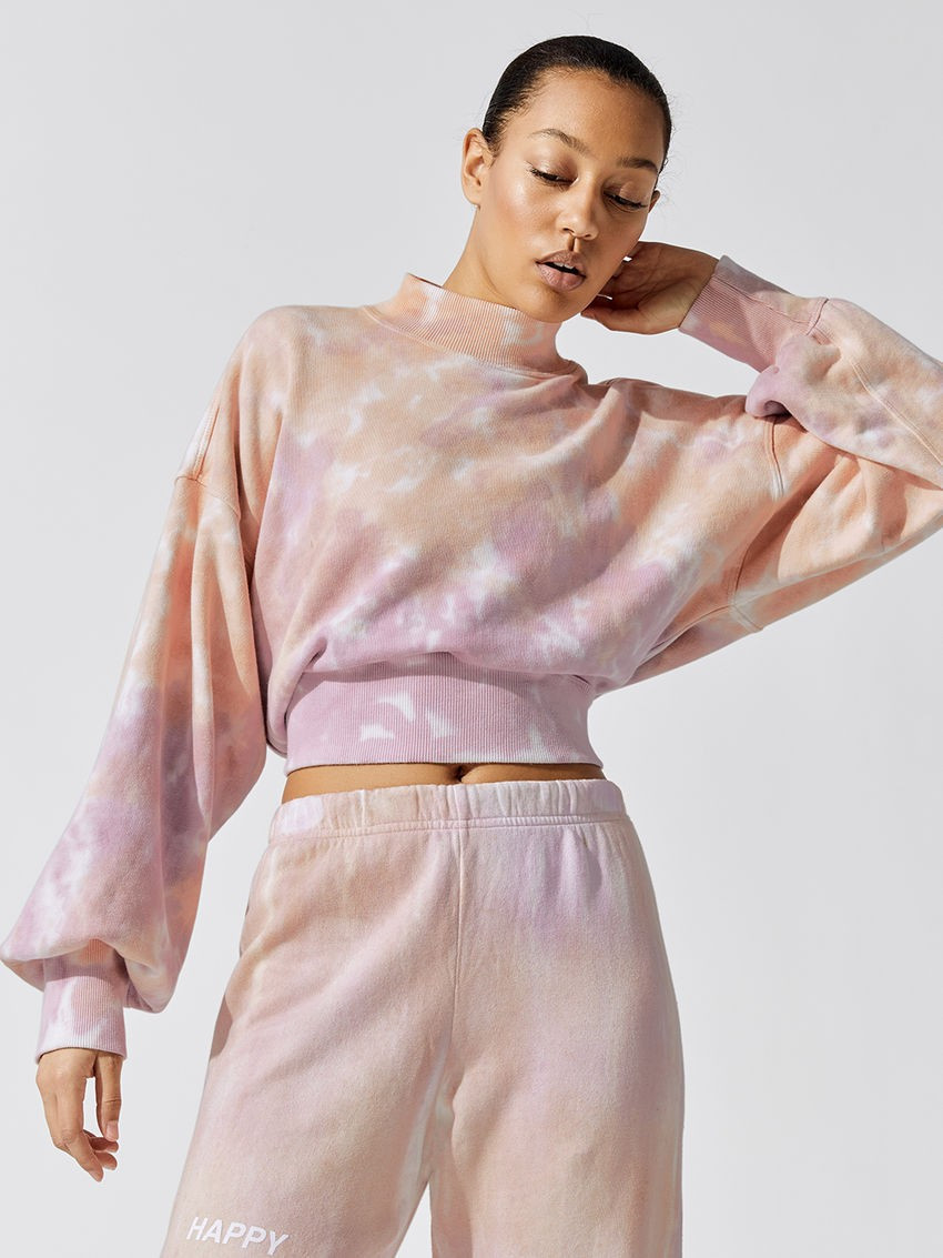 Blake Mock Neck Sweatshirt Sweatshirts & Hoodies in Camel Cloud Tie Dye | Carbon38