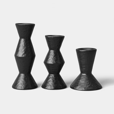 Set of 3 Black Ceramic Taper Candle Holders - Threshold™ | Target