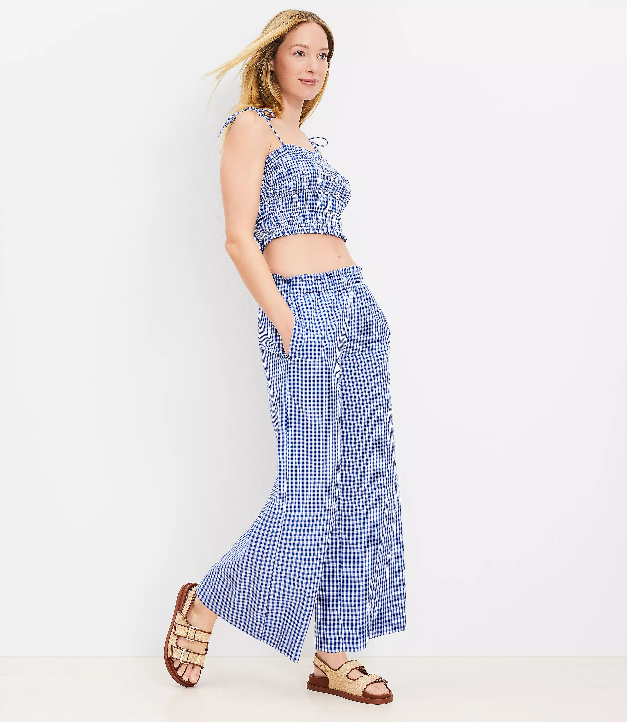 LOFT Beach Smocked Wide Leg Pants | LOFT