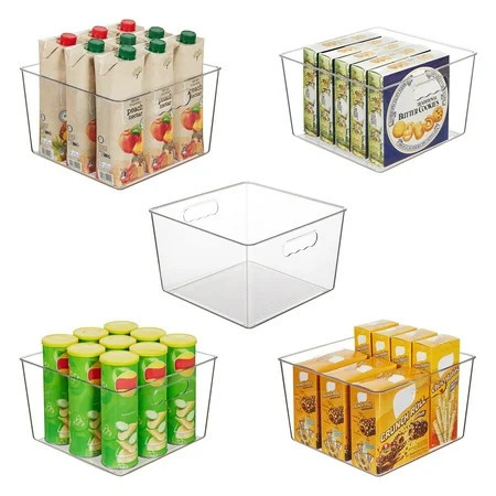 Vtopmart 5 Pcs Extra Large Clear Plastic Storage Bins,11x11 Cube Acrylic Organizer Square Containers with Handle | Walmart (US)