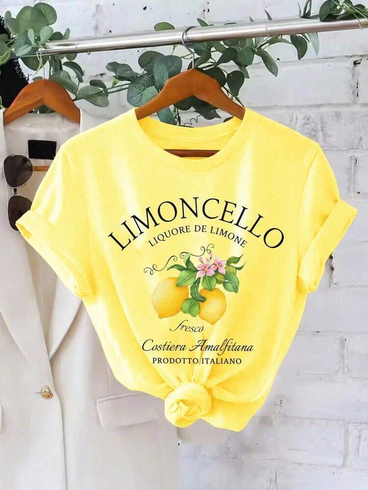 SHEIN Holidaya Limoncello T-Shirt, Amalfi Coast Italy Lemons T-Shirt | SHEIN