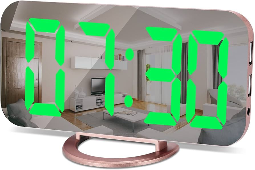 SZELAM Digital Alarm Clock,6.5 Inch Large Display LED Mirror Clocks,with 2 USB Charger Ports,Auto... | Amazon (US)