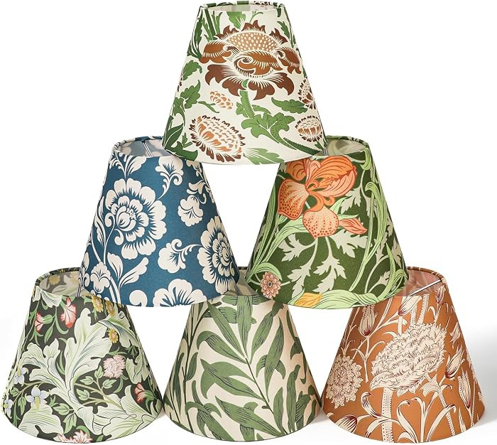 FYSUIMU 6Pcs Vintage Floral Lamp Shades Small Fabric Lampshades 3" Top x 5.9" Bottom x 5.1" High ... | Amazon (US)