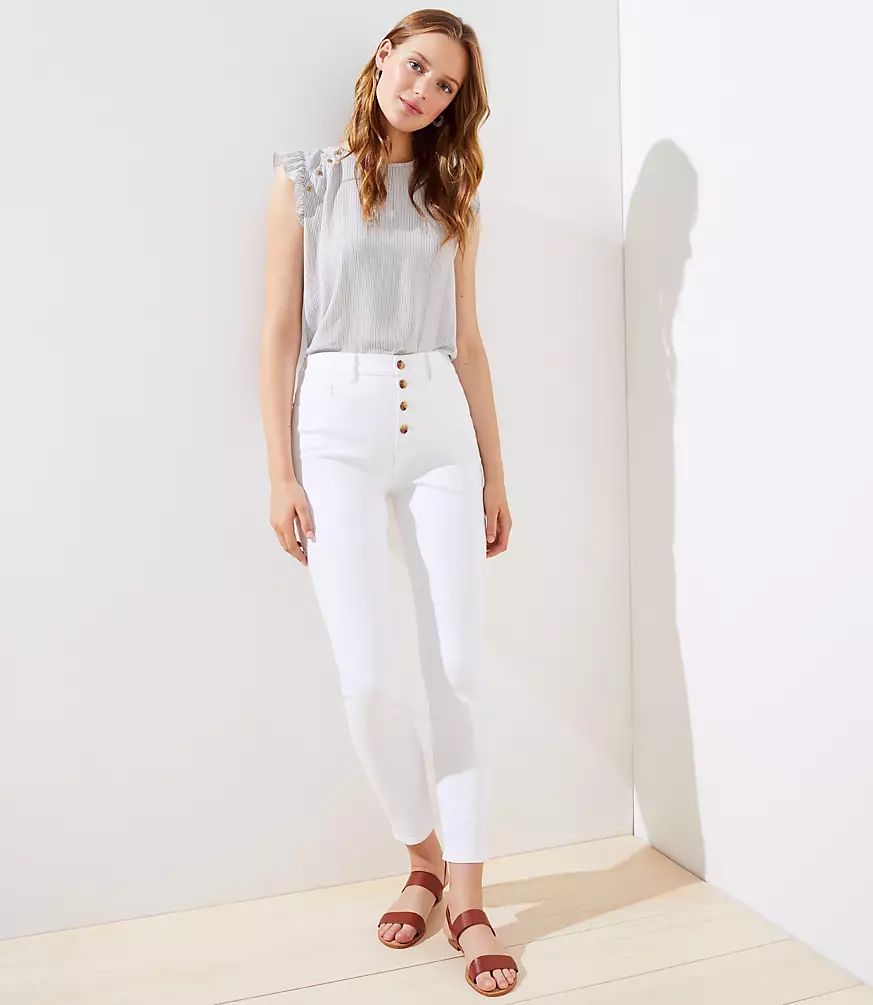 Modern High Waist Slim Pocket Skinny Jeans in White | LOFT