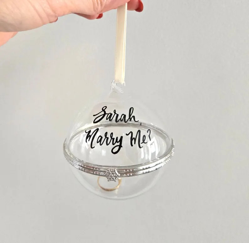 Proposal Christmas Ornament: Will You Marry Me? Glass Bauble, Engagement Ring Box - Etsy | Etsy (US)
