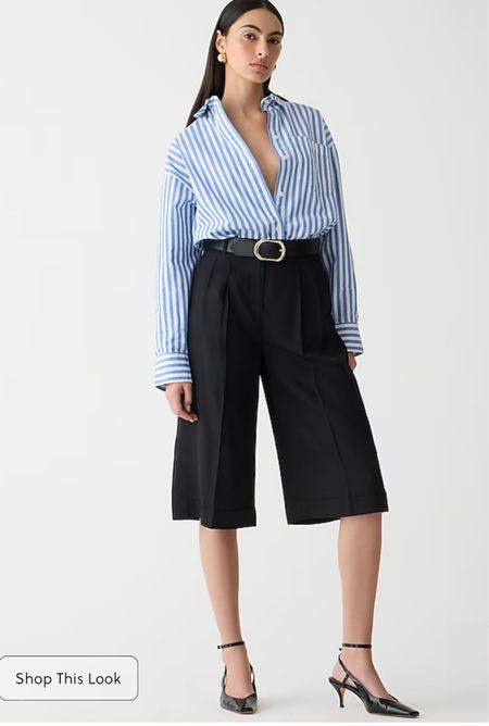 Spring date night brunch outfit long trouser shorts culottes oversized shirt 

#LTKFindsUnder100 #LTKSeasonal #LTKStyleTip