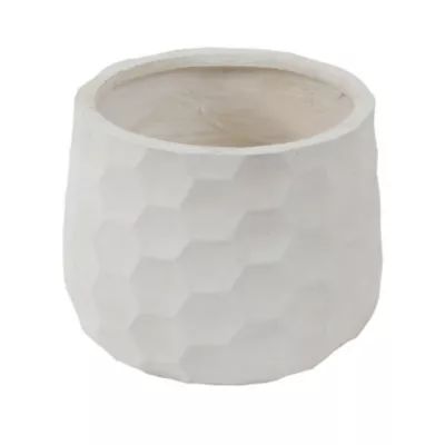 Luxen Home Geometric Fiberclay Planter with Stand in White | Bed Bath & Beyond