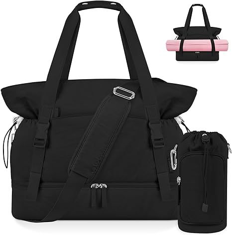 ETRONIK Gym Bag for Women, Yoga Mat Bag with Water Bottle Bag, 40L Weekender Overnight Bag with S... | Amazon (US)