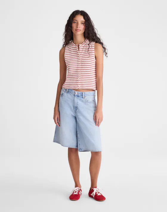 Textured-Knit  Button-Front Shell Top | Madewell