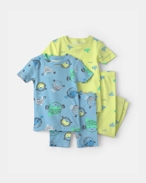 Toddler Boy Pufferfish 100% Cotton 4-Piece Pajama Set - Blue/Yellow | Carter's | Carter's Inc