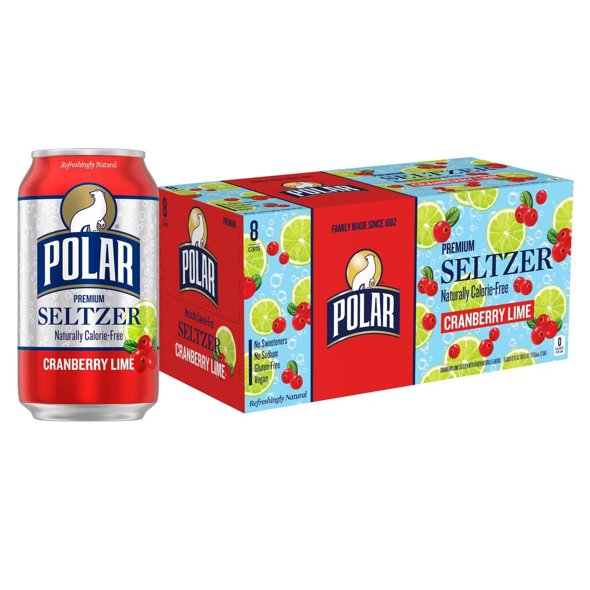 Polar Cranberry Lime Seltzer Water - 8pk/12 fl oz Cans | Target